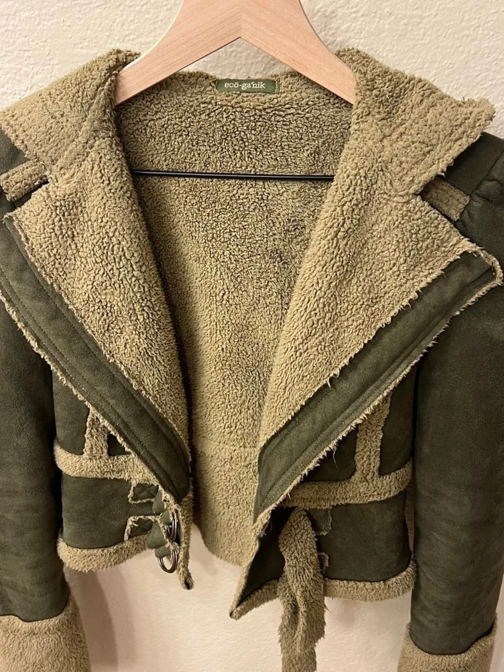 Olive Shearling-Trim Women's Teddy Jacket